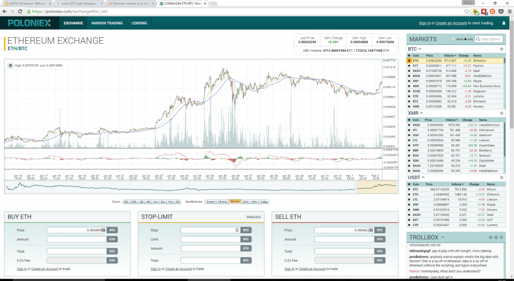 capture d'écran du site Poloniex