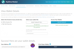 Capture d'écran du site myetherwallet.com