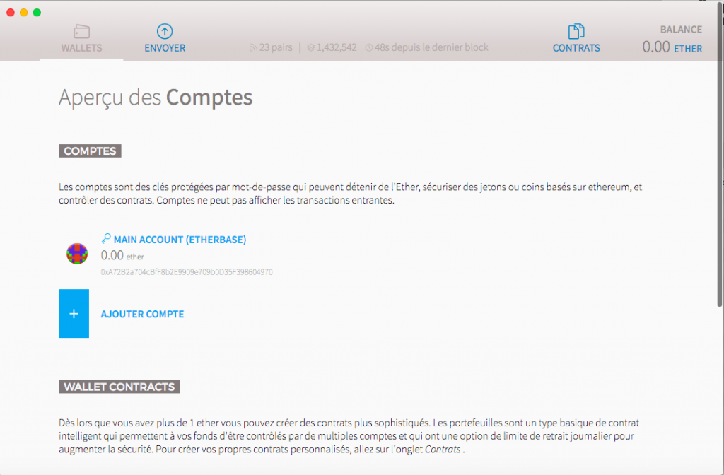 Ethereum Wallet - Comptes