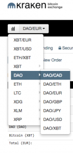 Kraken fournit des paires d'échange DAO vers 7 autres devises