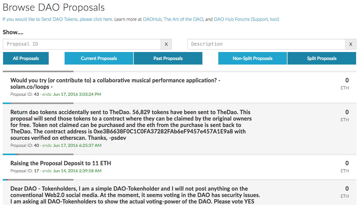 Interface de sélection des Proposals