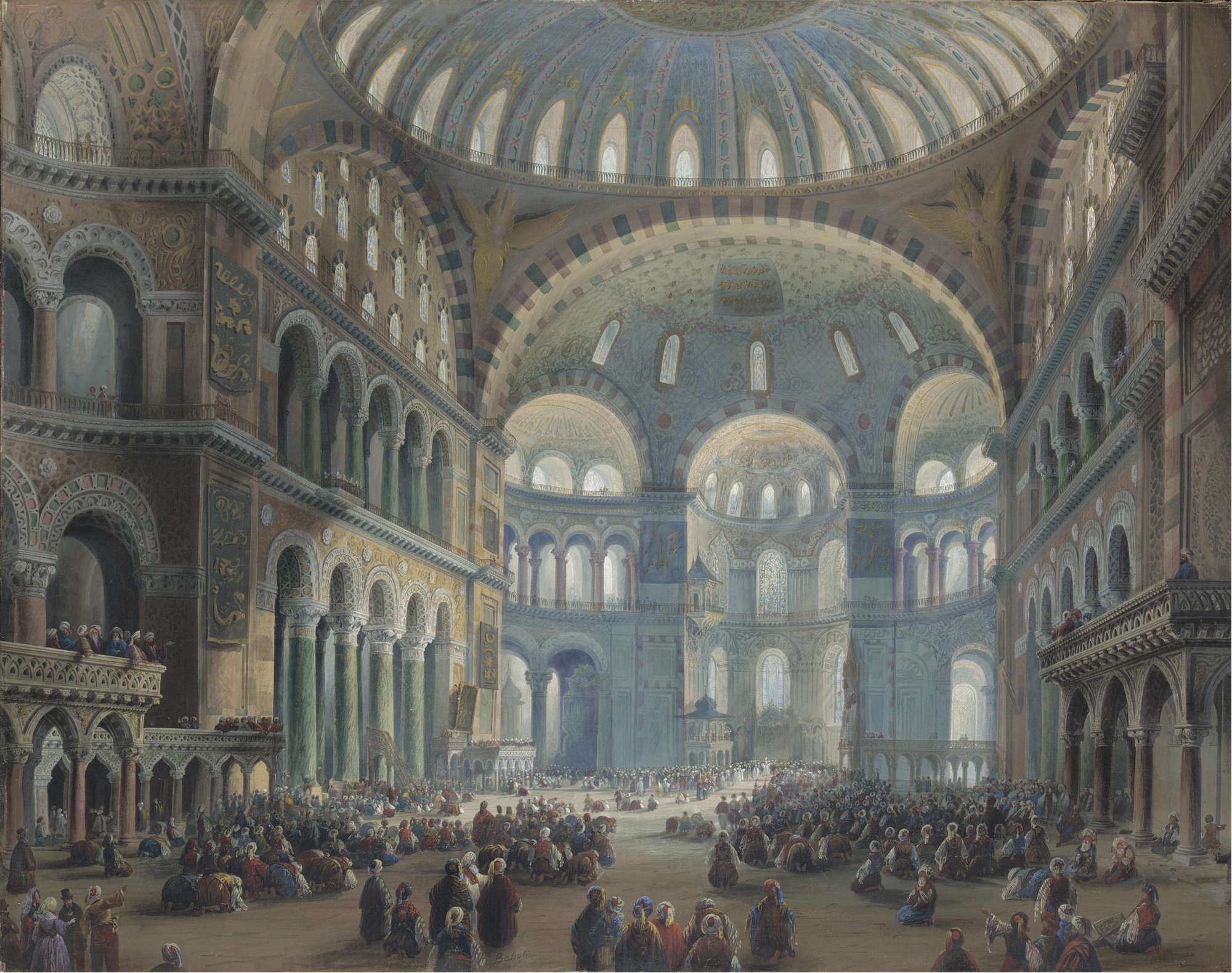 Carlo Bossoli - Intérieur de Sainte Sophie à Constantinople - 1839