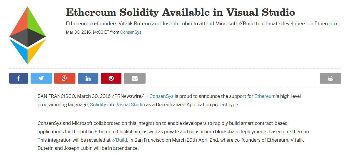Solidity est intégré à Visual Studio