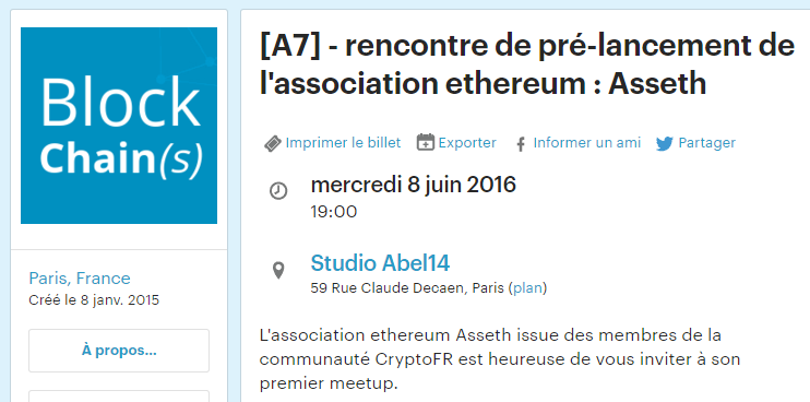 Meetup le 8 juin 2016 – Pré-lancement de l’association Asseth