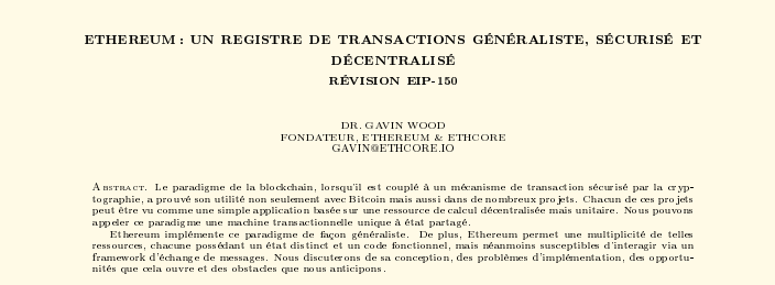 Yellow Paper Ethereum - Livre Jaune - Traduction complète